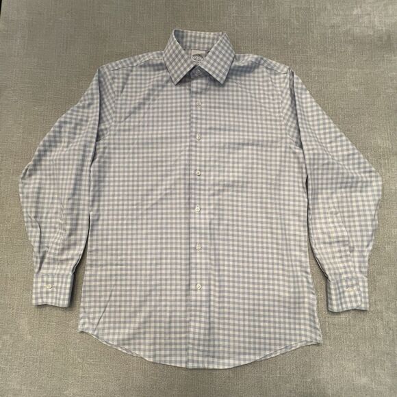Brooks Brothers Other - Brooks Brothers Dress Shirt 15 32 Non Iron Blue White Check Button Down Cotton